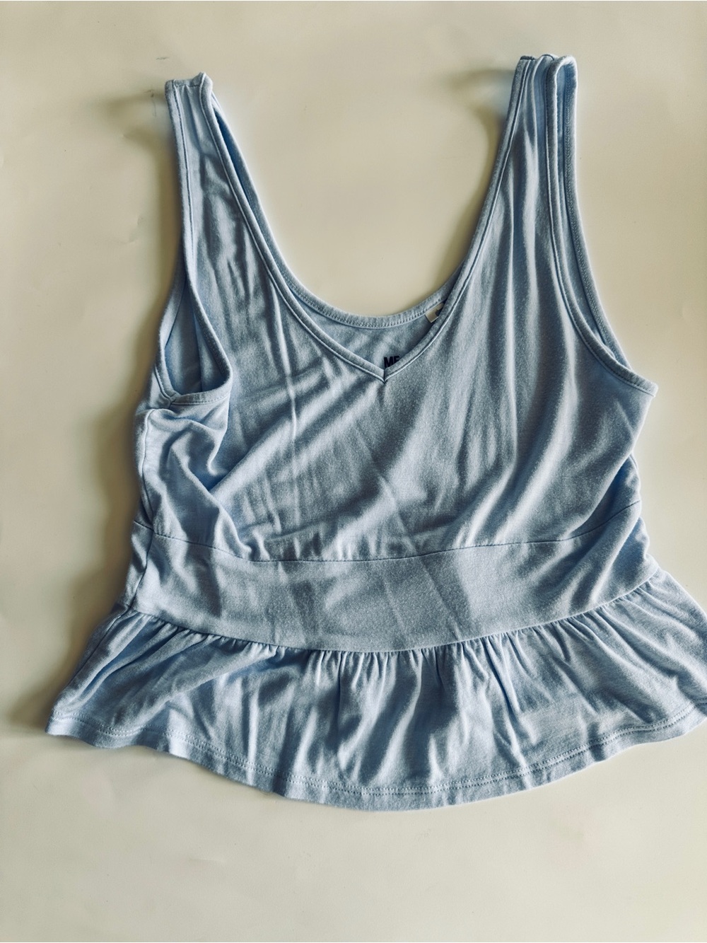 Me to We Light Blue Lightweight Peplum Tank Top Size Small